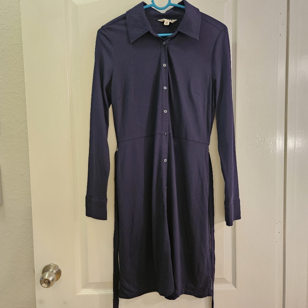 Boden woman's long sleeved dress size UK12R. US 8R button down with belt tie - Picture 1 of 10